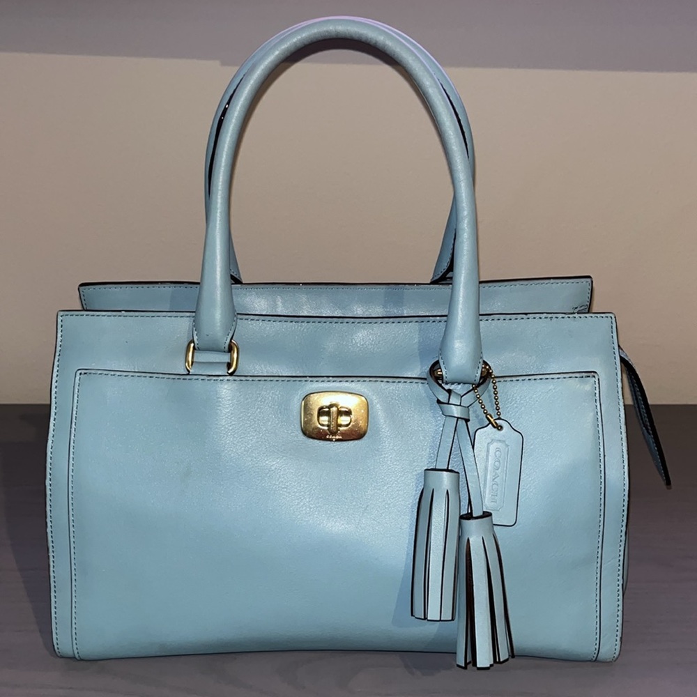 Coach Blue Satchel Bag with Elegant Design